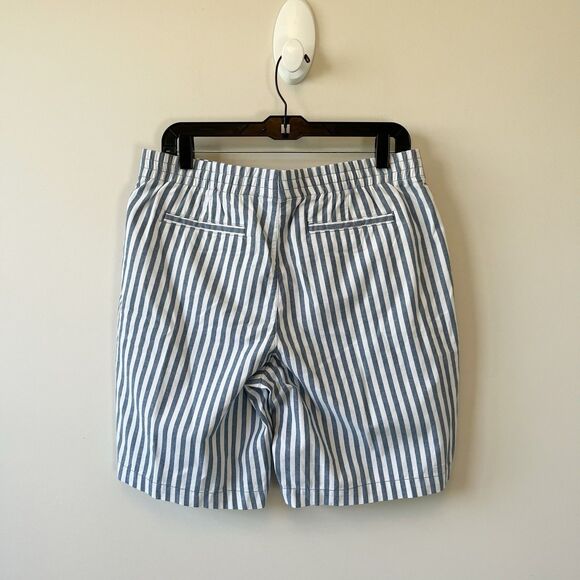 Lands End Striped Pull On Bermuda Shorts Blue White Summer Beach Petite Size 12 - Picture 6 of 10